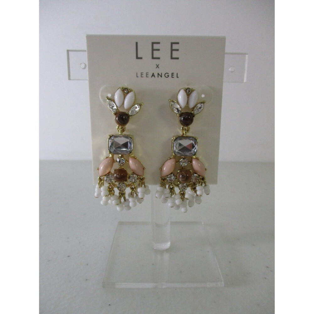 Lee By Lee Angel Mutli Color Cabochon Crytsal Chandelier Earrings NWT $98